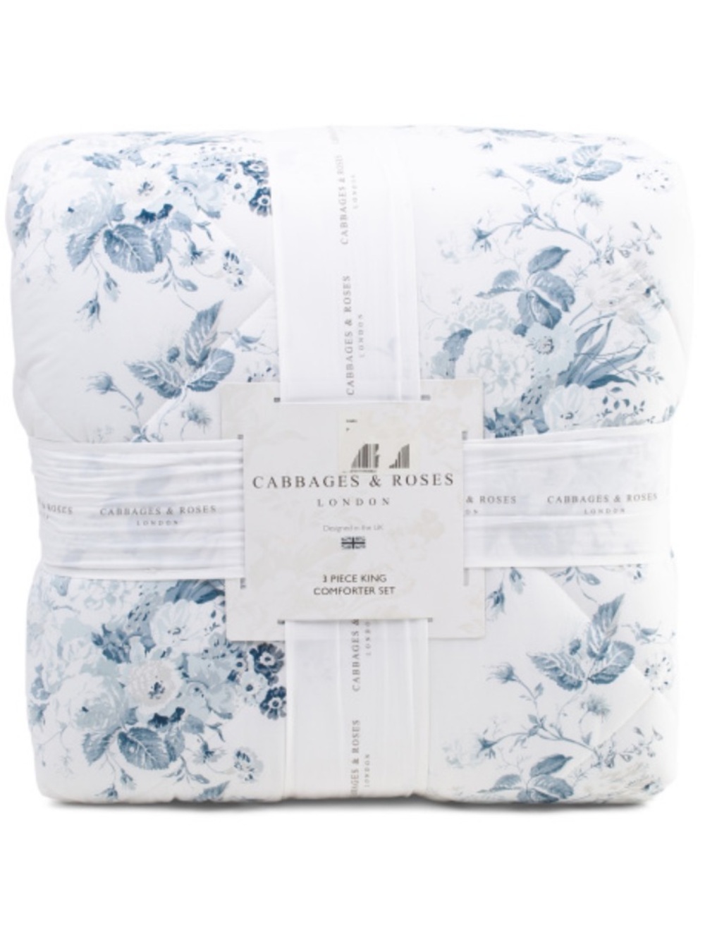 Cabbages And Roses Blue Floral Comforter Set
